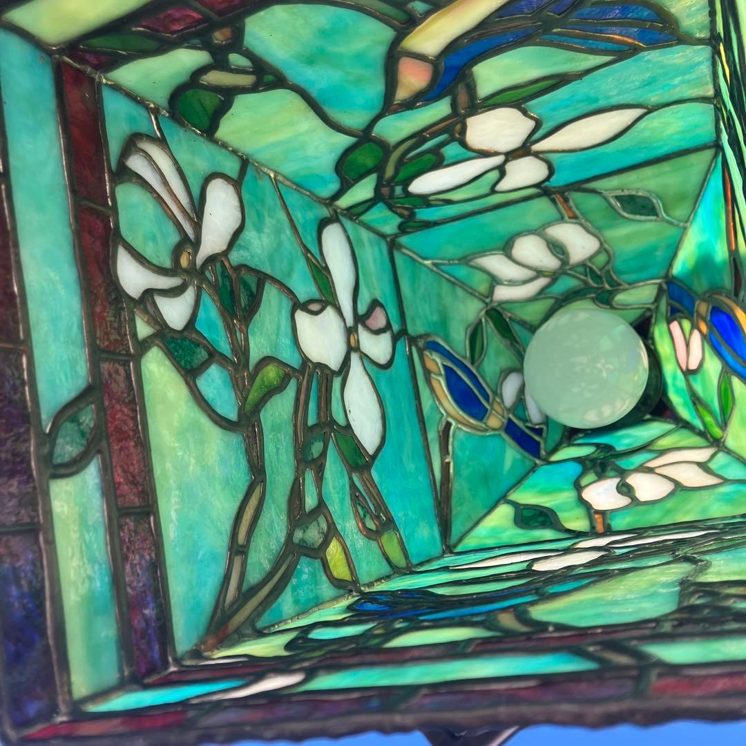 ステンドグラスランプ アイアンスタンド フロアランプ 鳥 花柄 フロアスタンド