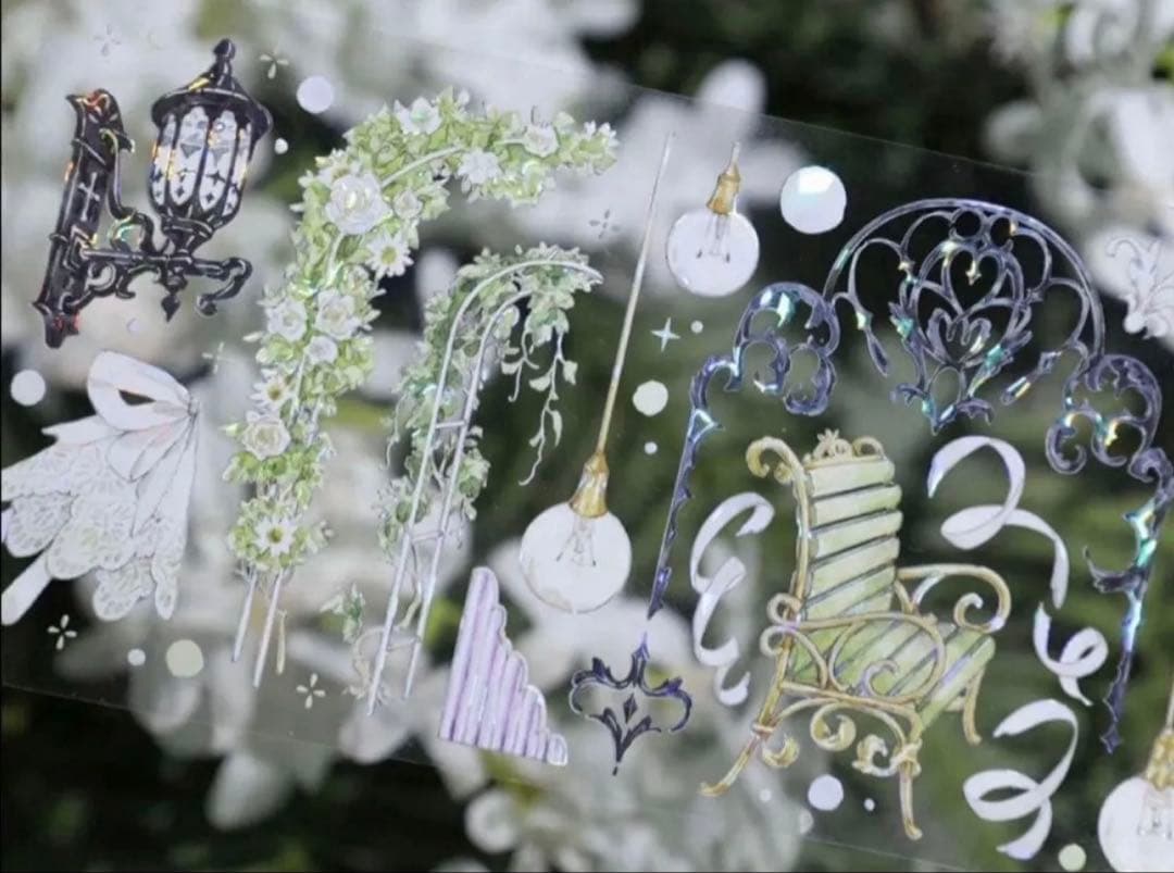 値下げ 贝壳光 8cm×10m 花香满庭 海外マスキングテープ　庭　ガーデン