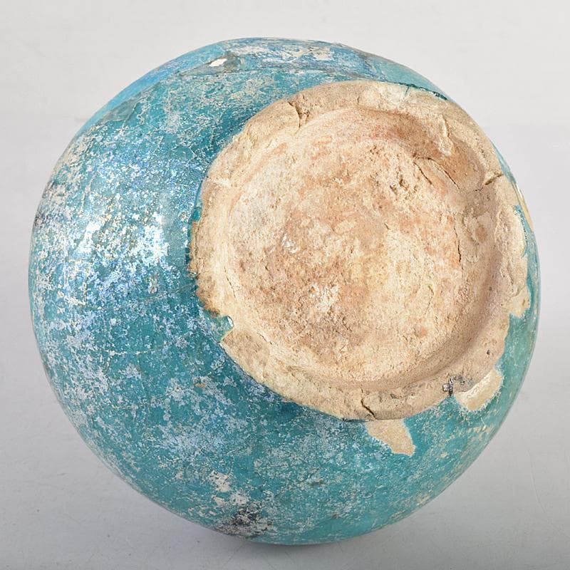 ペルシャ陶器　青釉銀化　水注　執壷　V　R8525