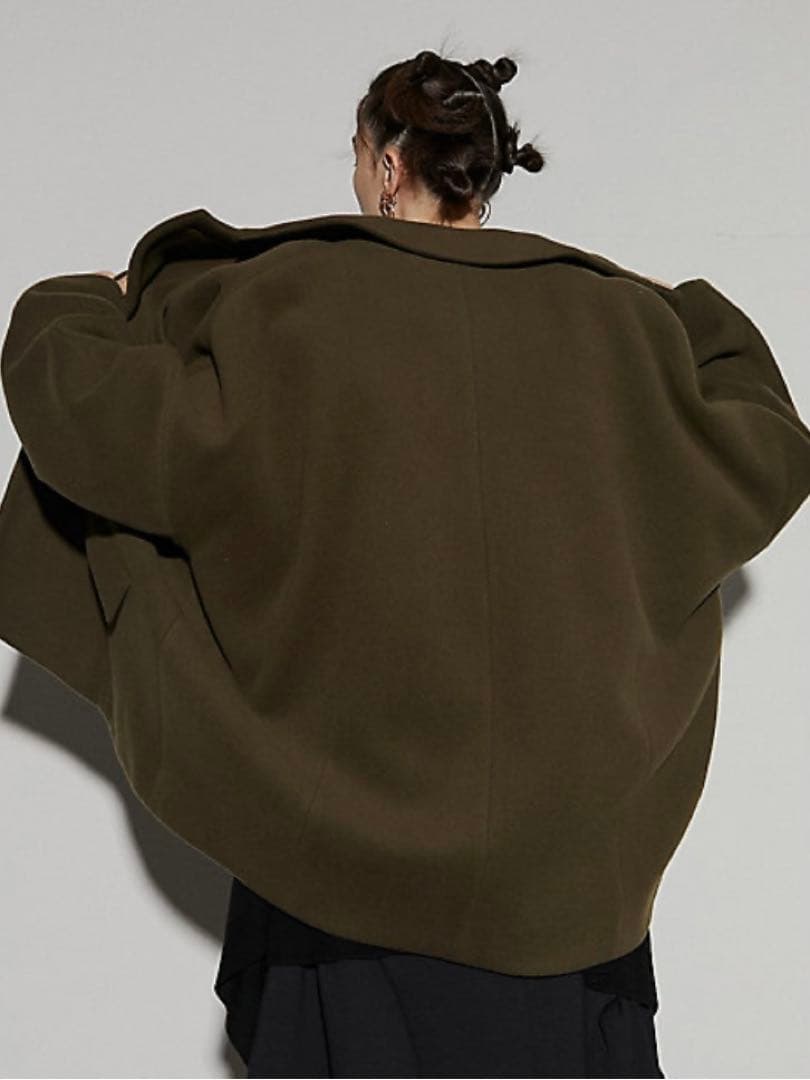 ●美品●UN3D.アンスリード ドルマンミドルウールコート⭐︎カーキ