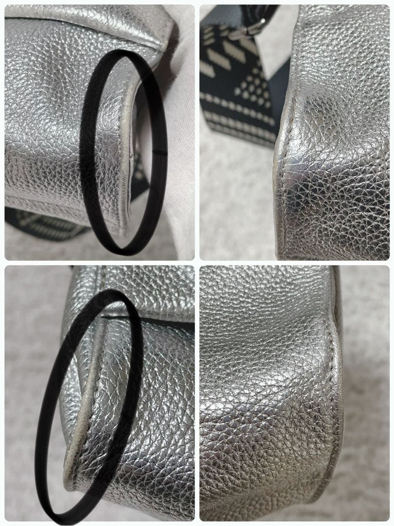 希少✨ear PAPILLONNER ワイドテープショルダーバッグ　シルバー　柄