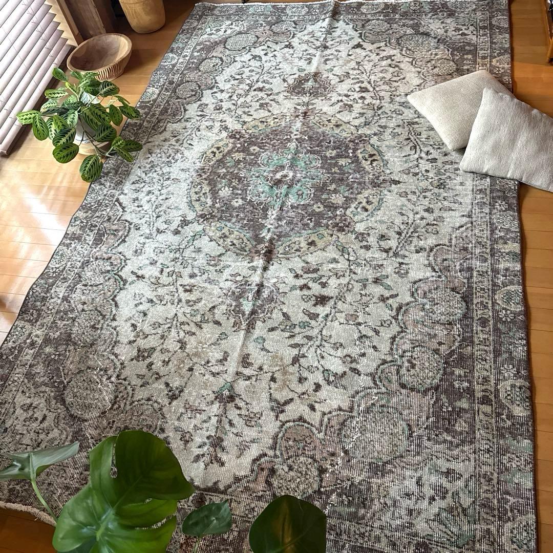 超大判163×263メダリオン　王道ボタニカル　トルコヴィンテージラグ