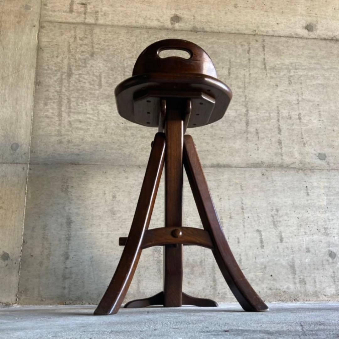 オランダ製 木製 スツール チェア 椅子 無垢材 レトロ ビンテージ