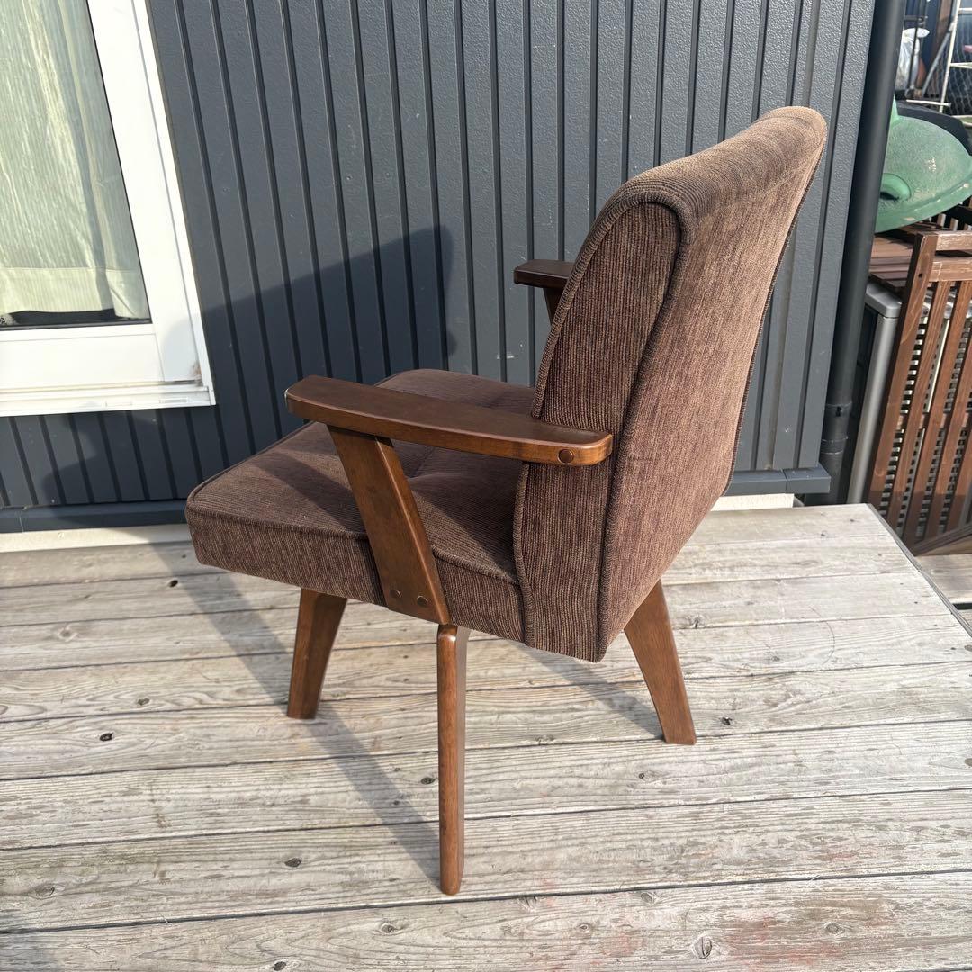 ①北欧レトロ 山善 回転式 天然木製椅子 アームチェア ダイニングチェア コタツ