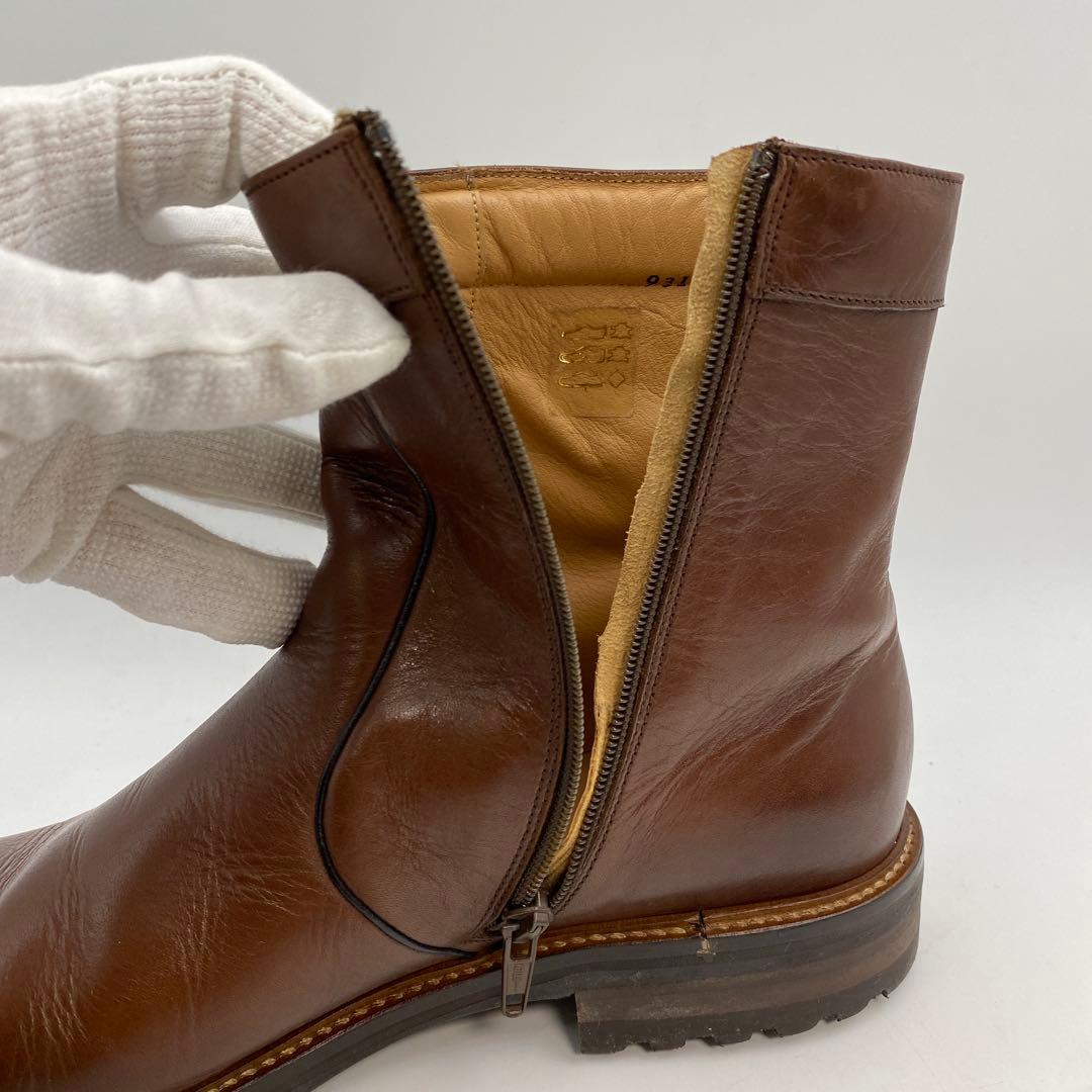もやしもん【De gier】本革 ブラウン ジッパーブーツ フランス製