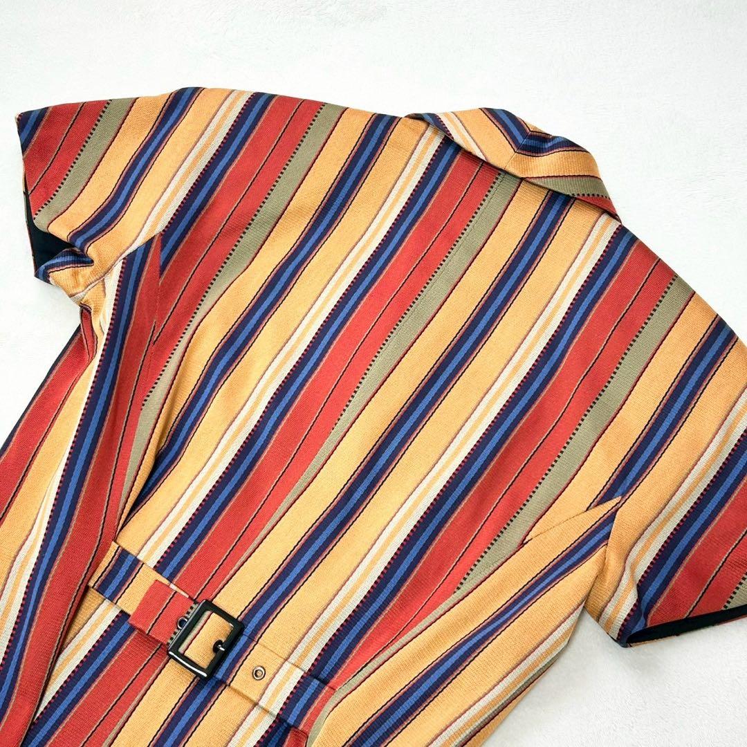 ★美品★ディオール　半袖ジャケット　ストライプ　ダブルブレスト　コットン100%