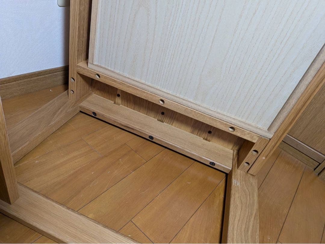 ■送料込■無印 オーク無垢材デスク 引出足元棚付 学習机 事務テーブルMUJI