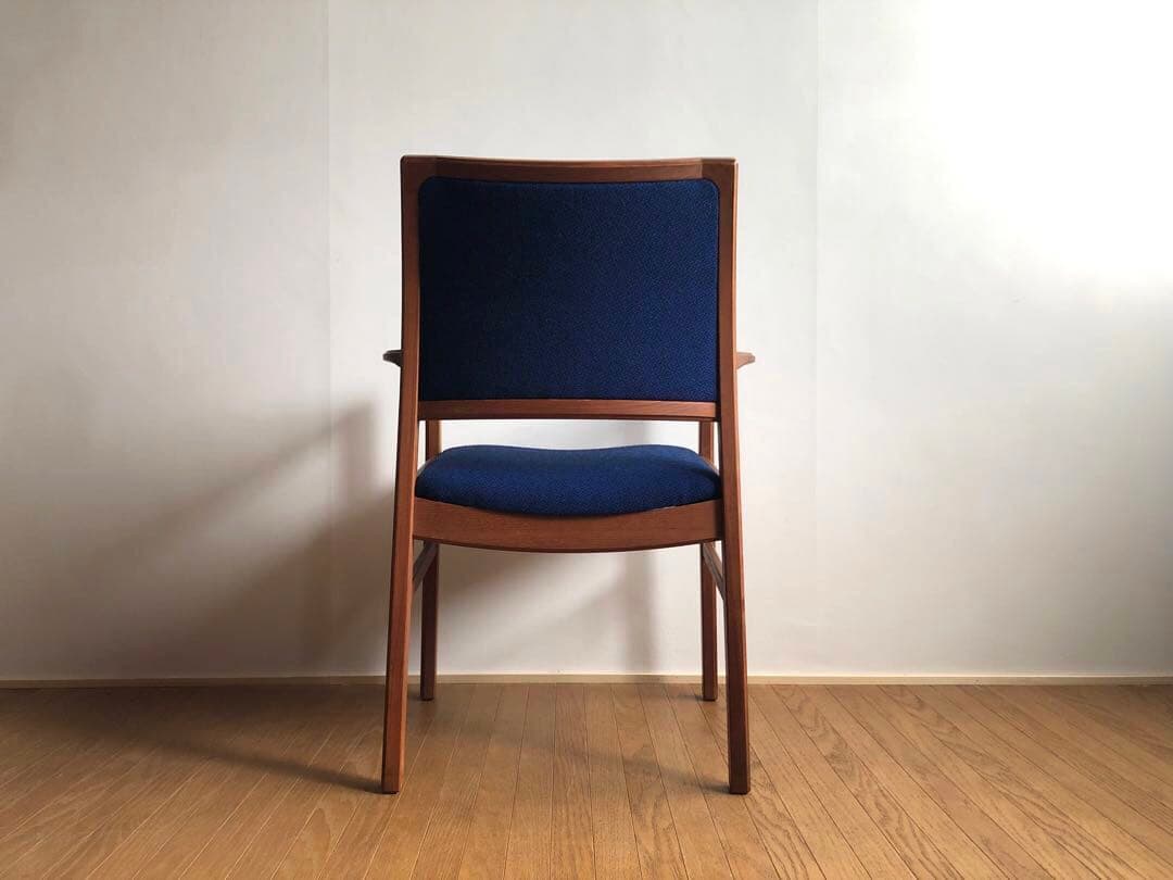 日田工芸 チーク無垢材 アームチェア② 生地新調 ダイニング デスクチェア 工芸