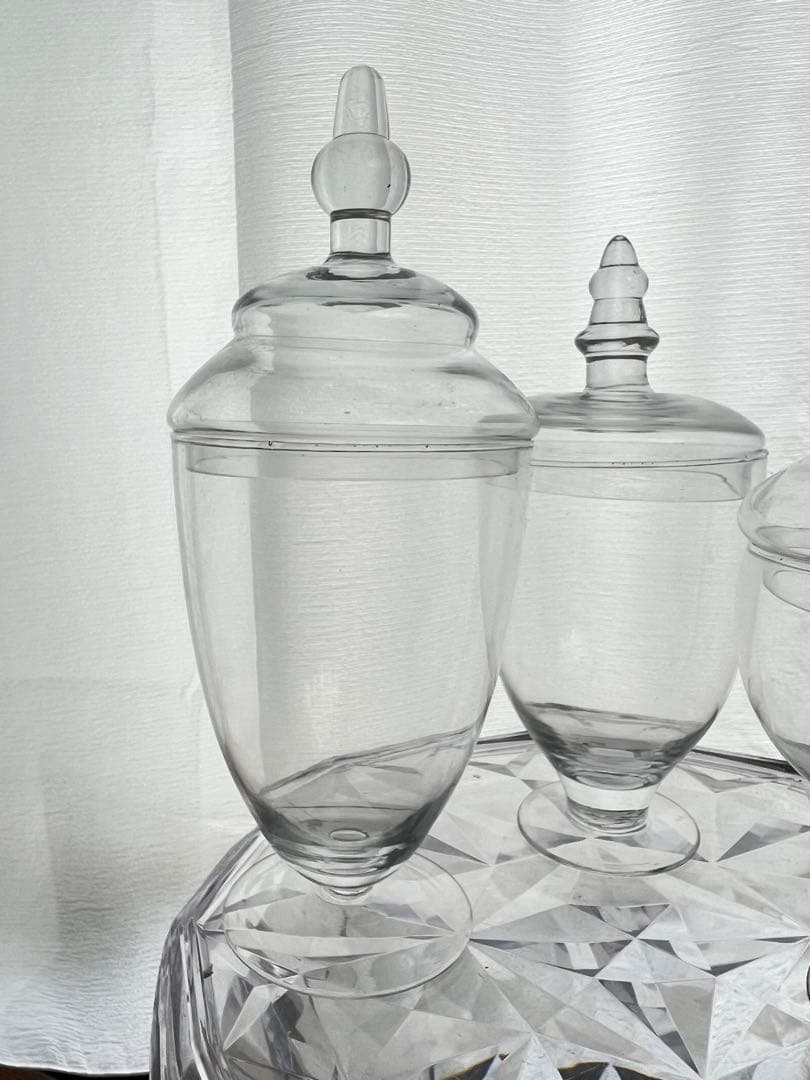 キャニスター　ガラス　ジャー　お菓子入れ　ボンボニエール　キャンディーポット