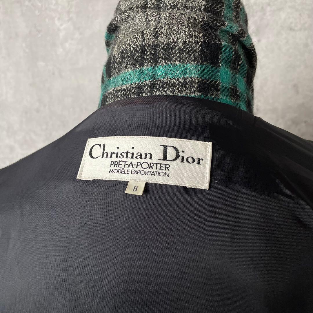 クリスチャンディオール ツイード チェック柄 ウール テーラード ジャケット