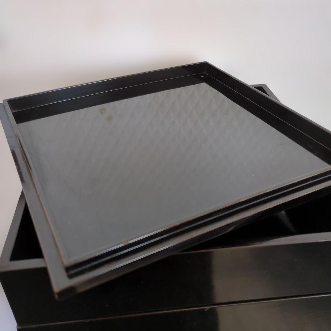 骨董　重箱　螺鈿　三段重　木製　漆器　正月　おせち　木箱