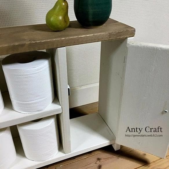 【サイズオーダー可】【引取可能】無垢材　目隠し扉がついた！トイレ収納 UN/Ｗ