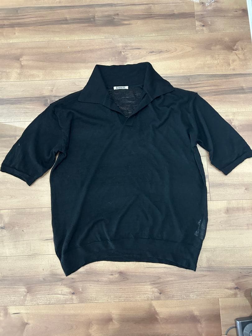 オーラリー スキッパー半袖ニットポロ