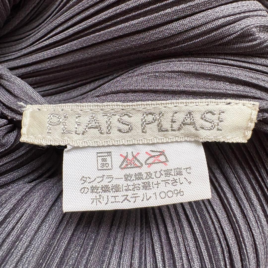 美品✨ プリーツプリーズ ハイネック長袖トップス チャコール 3 体型カバー