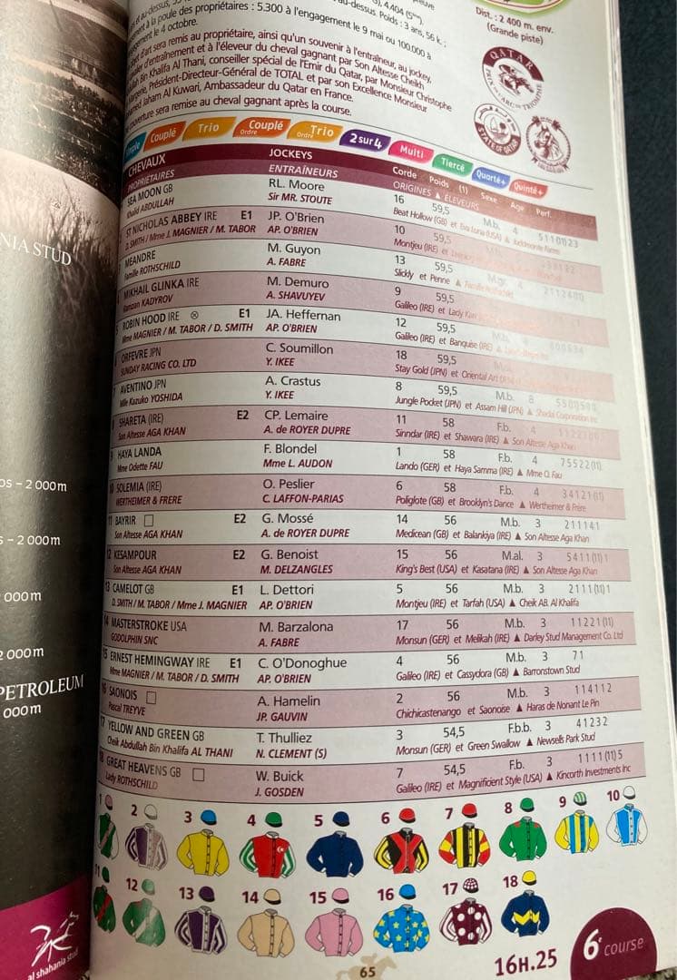 凱旋門賞　2011年　2012年　レーシングプログラム　馬券　オルフェーブル