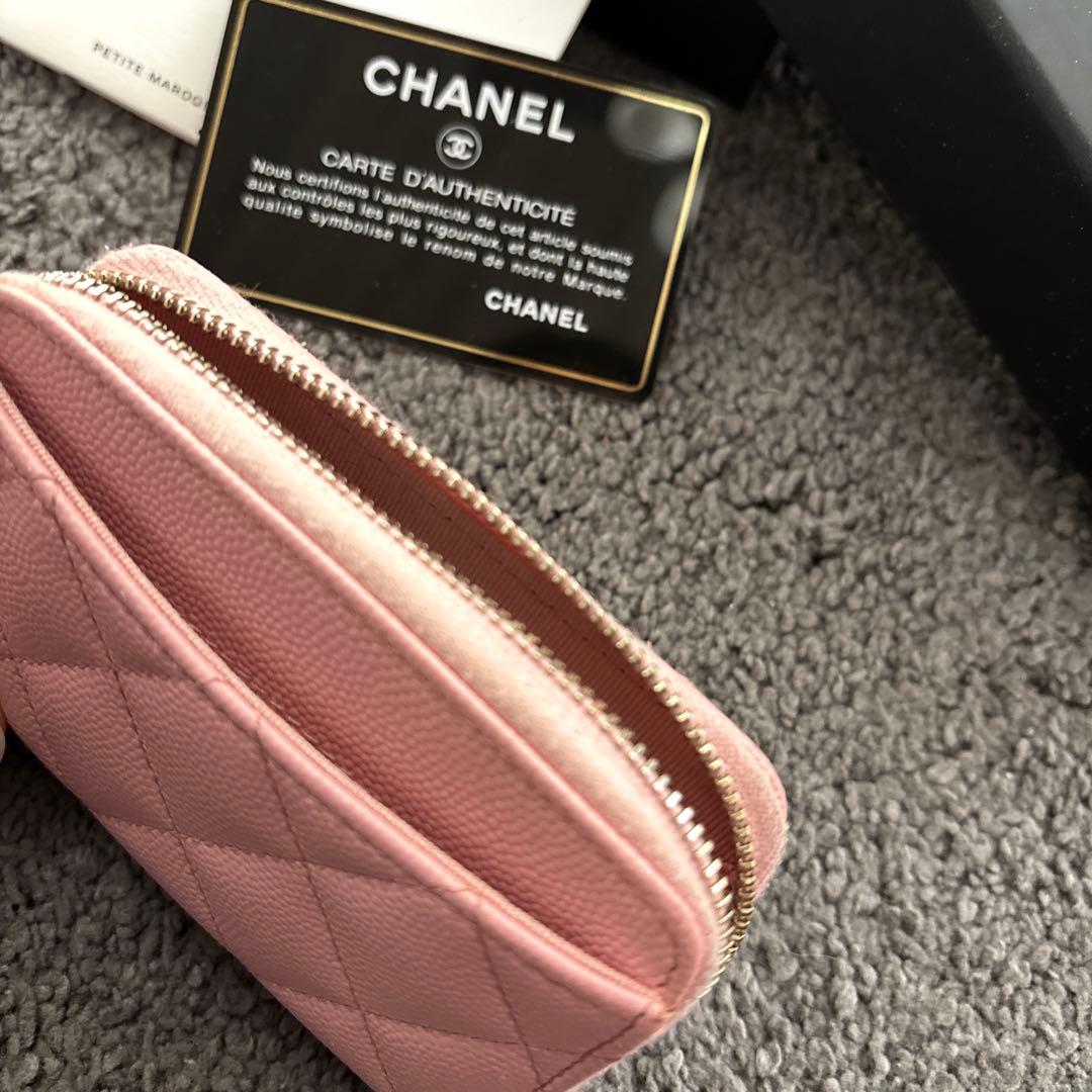 専用　CHANEL キルティングキャビアスキン ジップ パース　ピンク
