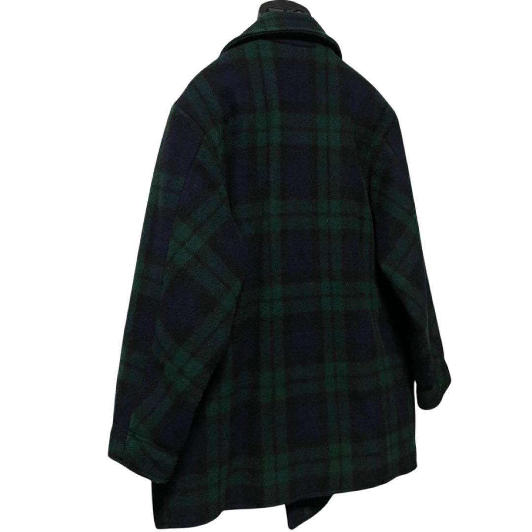 90s ポロラルフローレン ブラックウォッチ チェック ピーコート