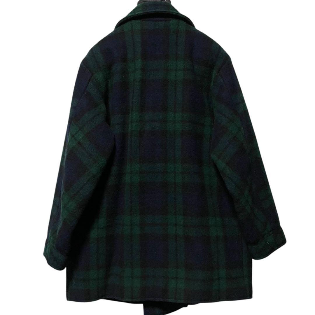 90s ポロラルフローレン ブラックウォッチ チェック ピーコート