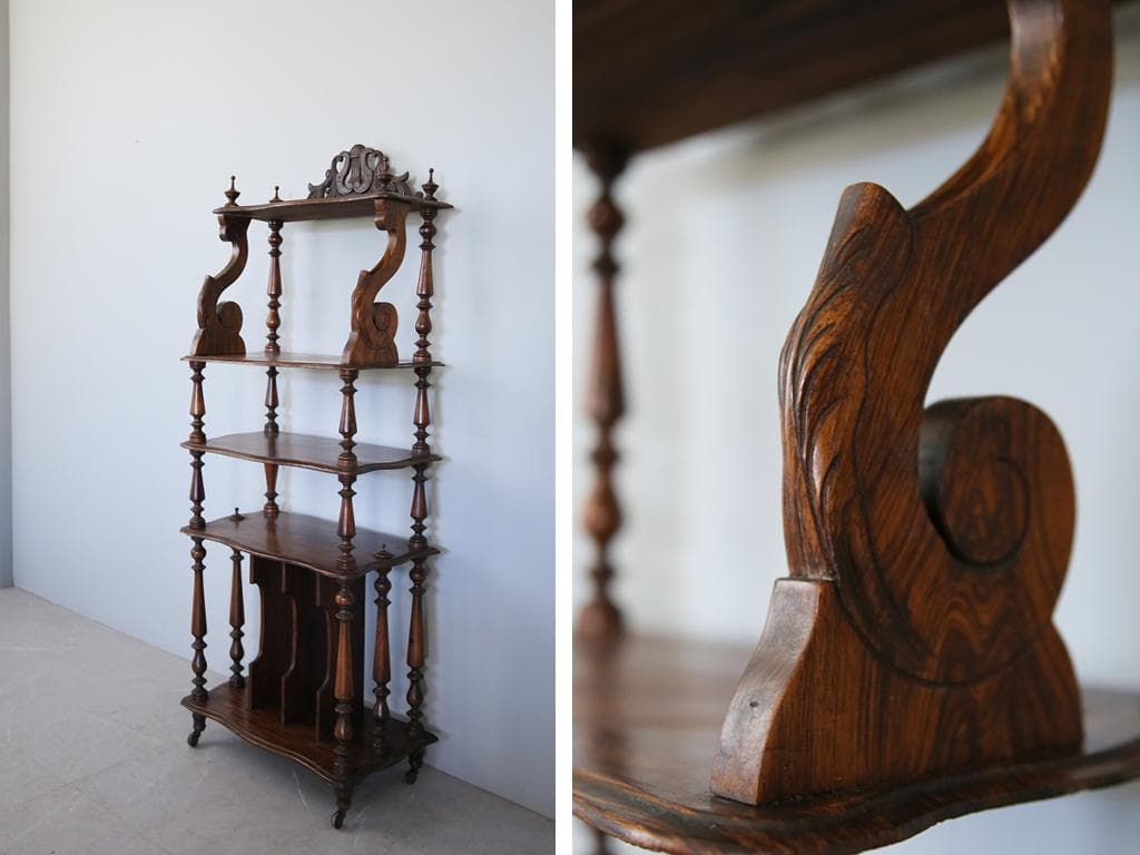 フランスアンティークナポレオン3世様式シェルフ/キャビネット飾り棚(90-137