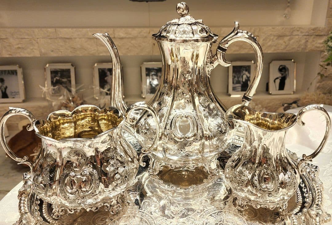 追加画像 純銀P ⑮ ティーセット ヴィクトリアン  シルバー アンティーク