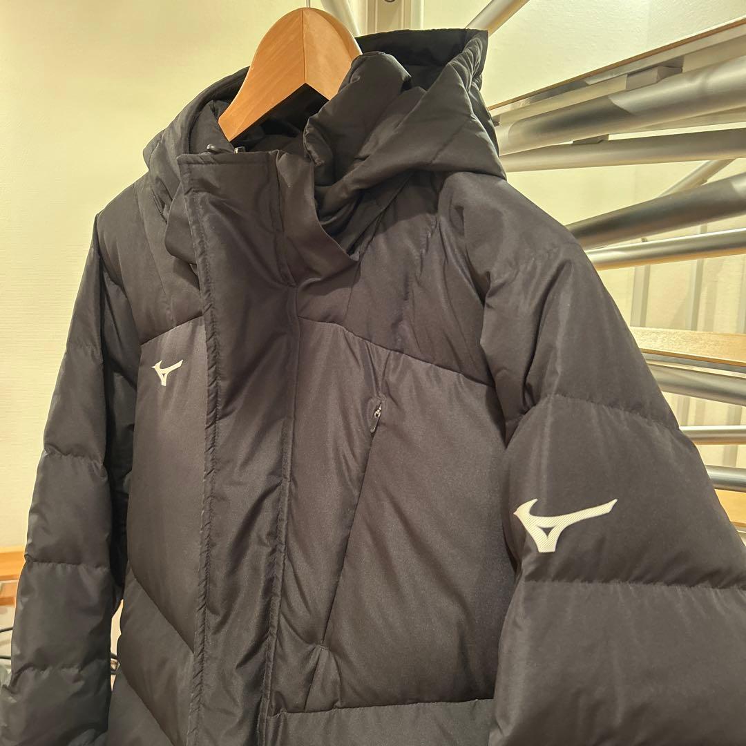 Mizuno ブラック ダウンコート フード付き