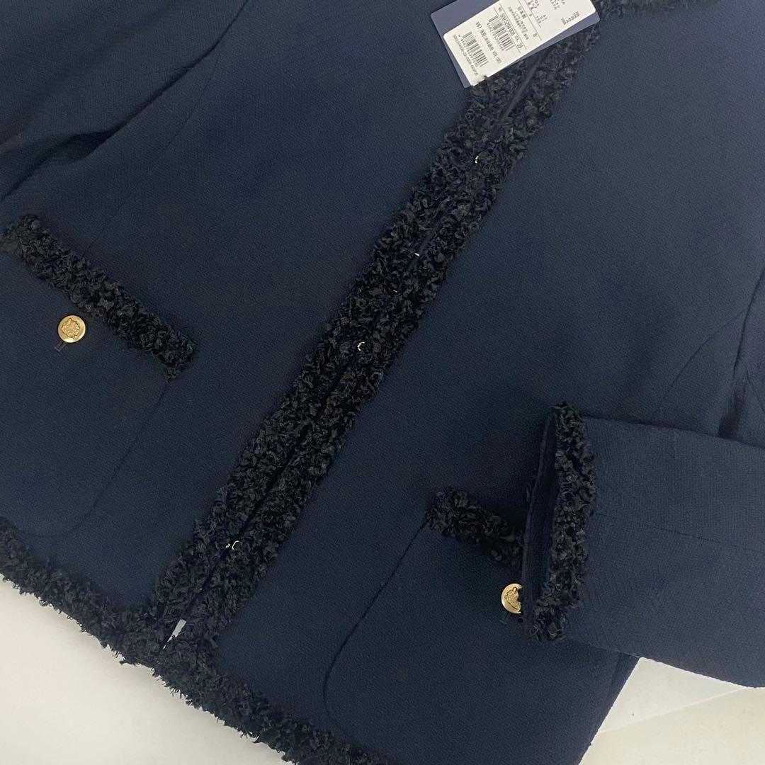 定価約10万円　購入ツィードジャケット　ネイビー 新品タグ付き　ノーカラー