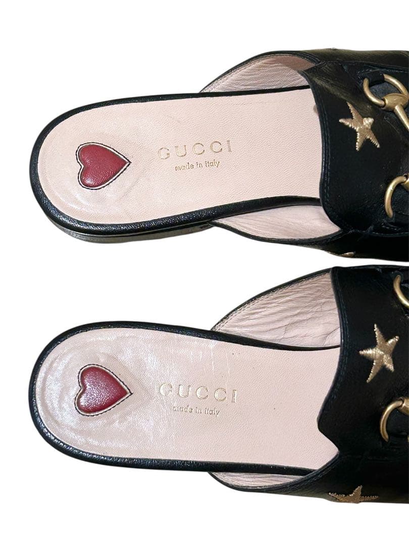 GUCCI グッチ プリンスタウン レザースリッパ スター ビー ITALY