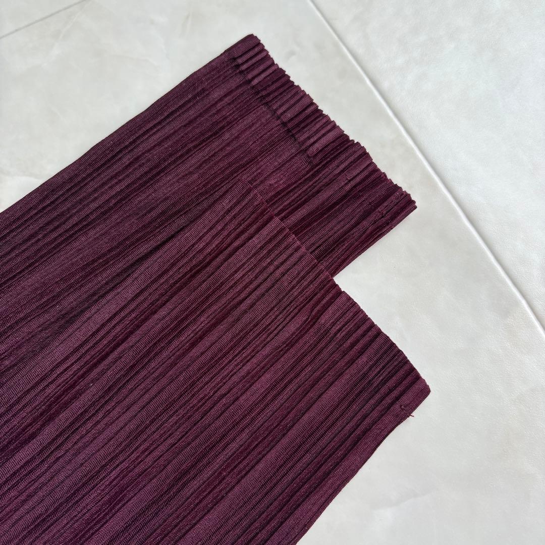 希少色✨ プリーツプリーズ タートル長袖プリーツトップ ワイン 3 日本製 伸縮