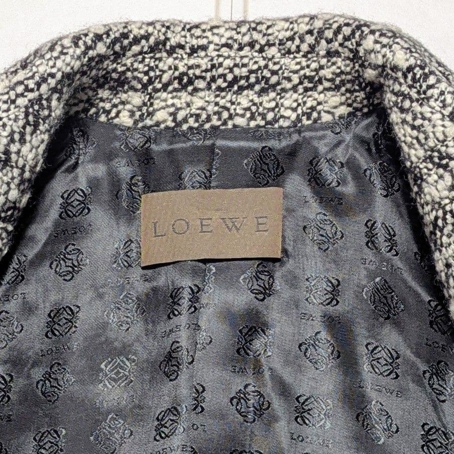 【美品】ロエベ ツイード テーラードジャケット アナグラム 40