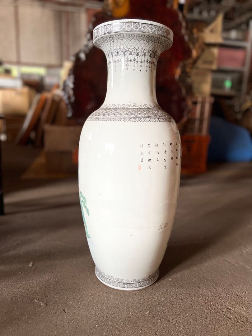 中国美術　花瓶　山水図　レトロ