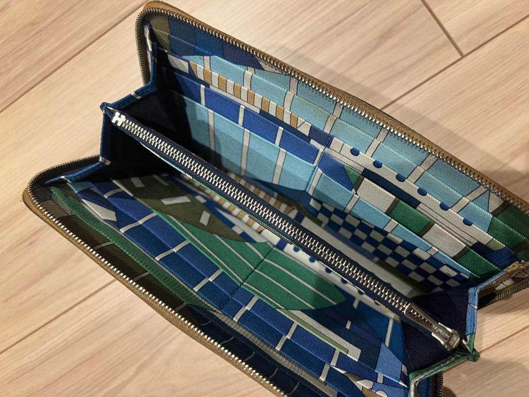 HERMES アザップ シルクイン ゴールド ラウンドファスナー長財布