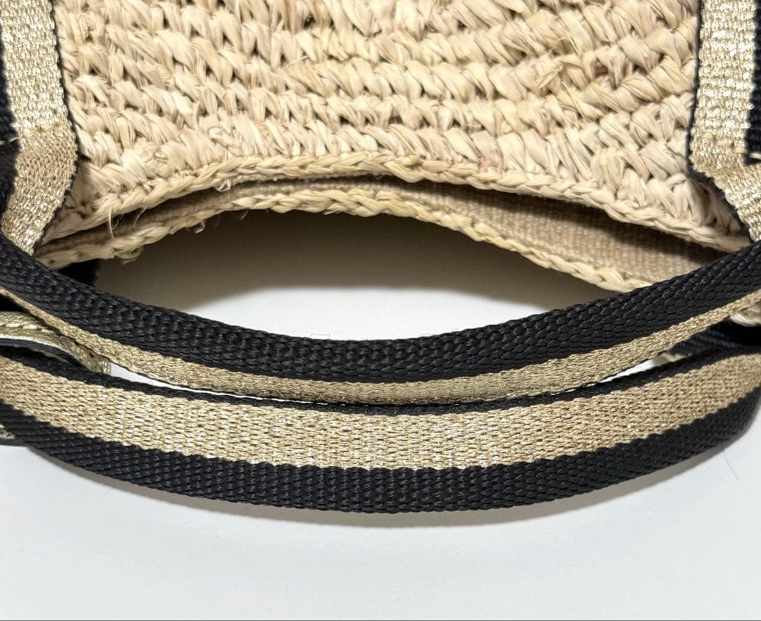 【極美品】VIOLAd'ORO ラフィア かごバッグ トートバッグ ラメハンドル