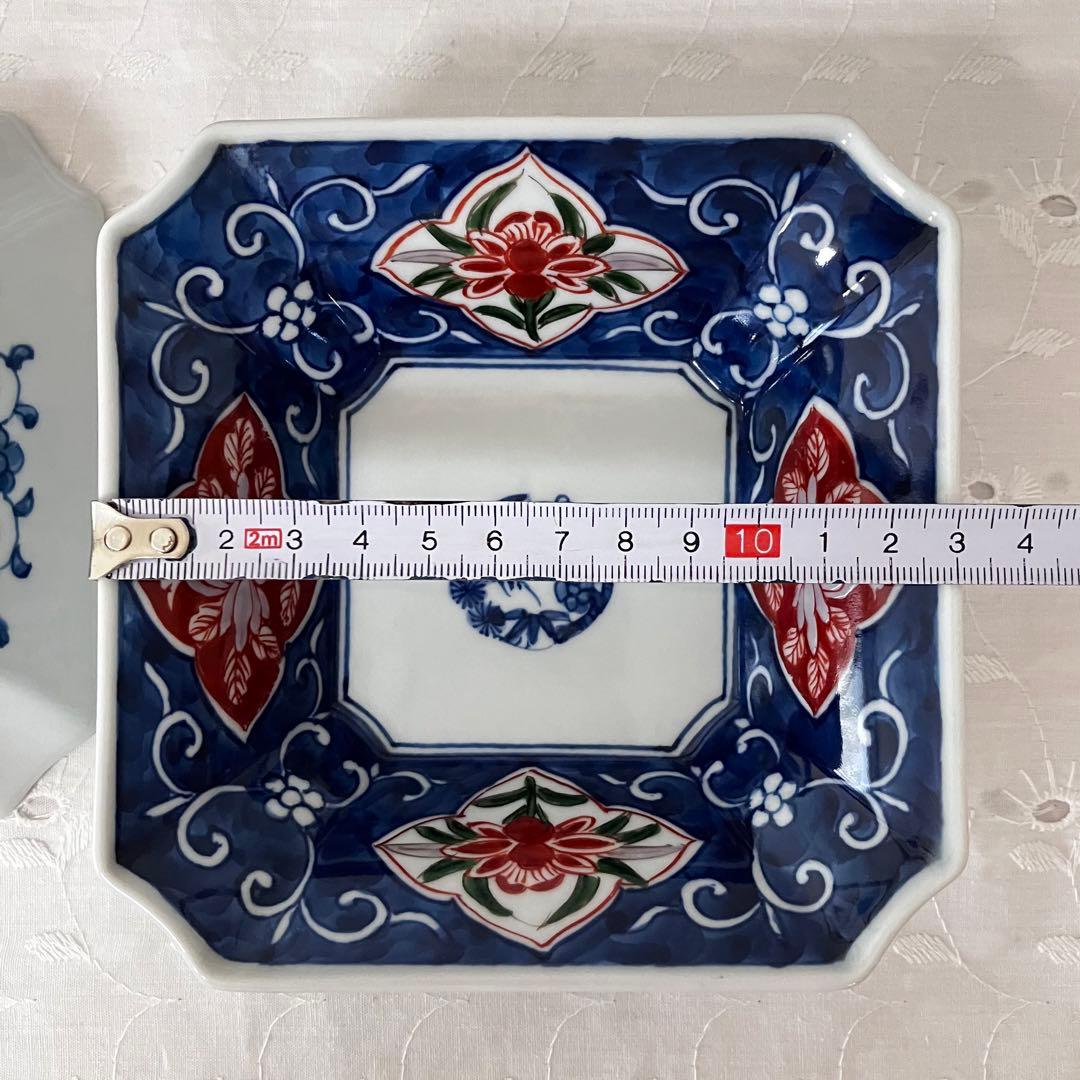 有田焼 源右衛門窯 染錦 隅切角鉢 向付