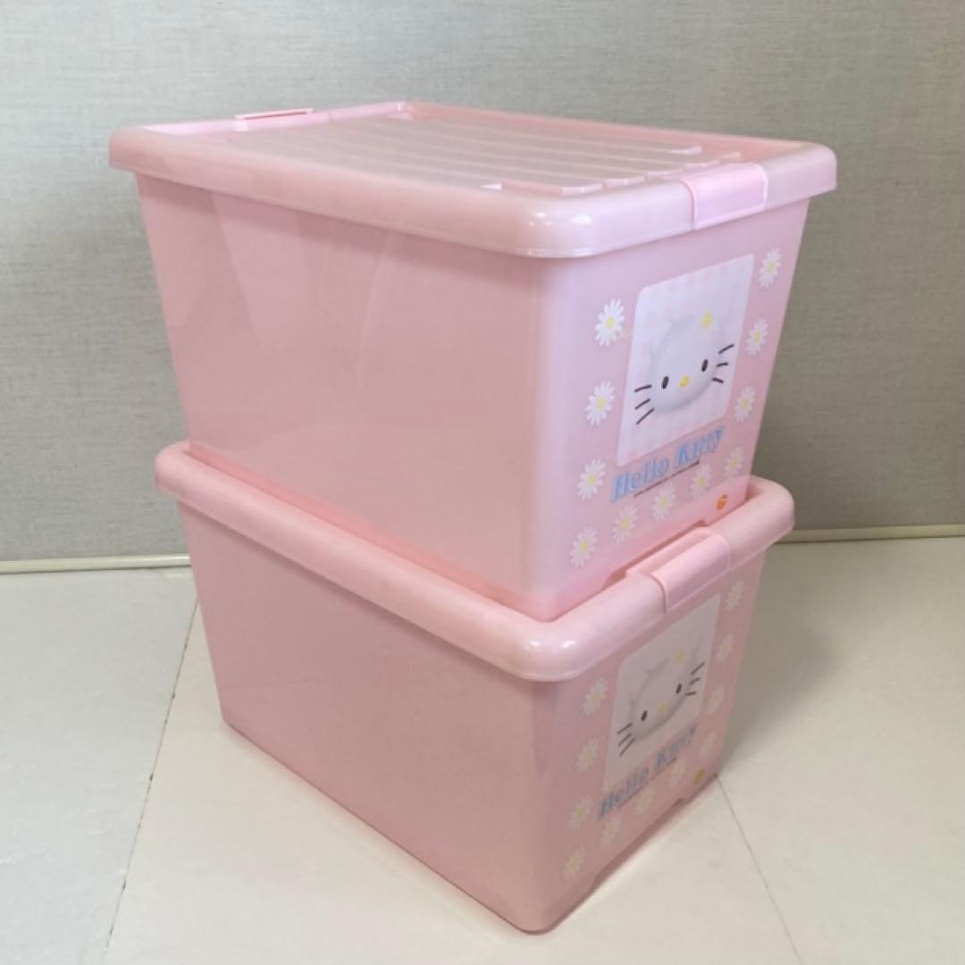 ハローキティ 収納ケース 2点 衣装 蓋付き キャスター ピンク ポップ レトロ