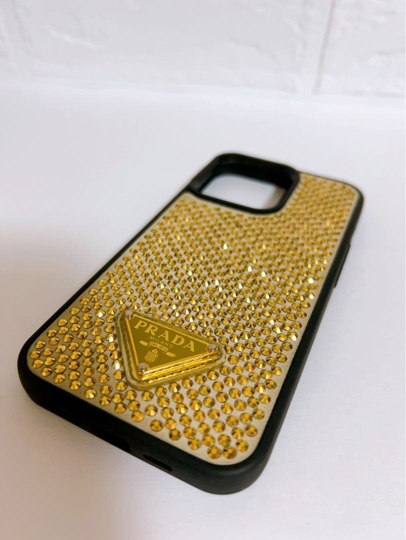 プラダ　PRADA iPhone13Pro ラインストーン　三角ロゴ