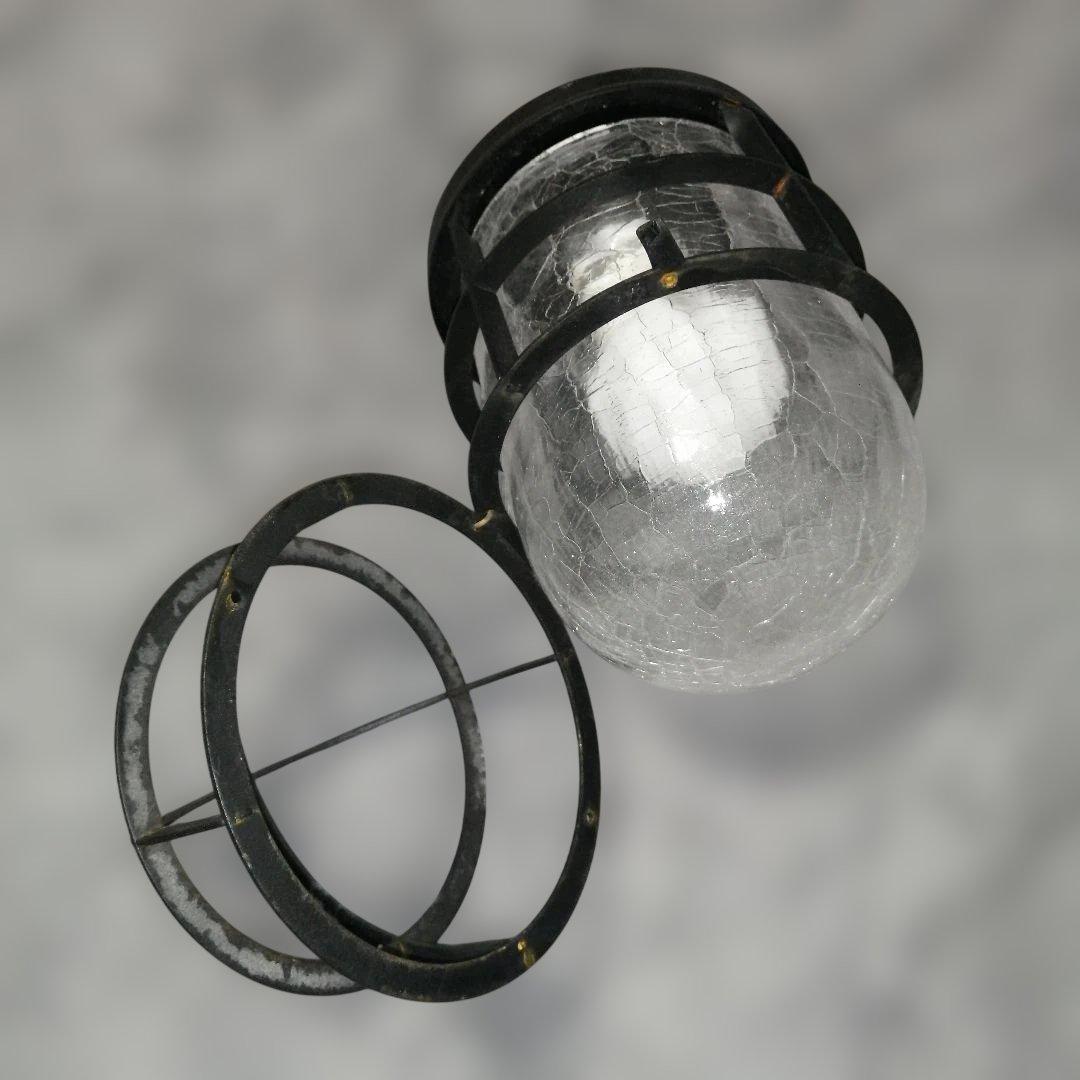 factory　船内レトロなアイアン×クラックガラスのシーリングライト　中古