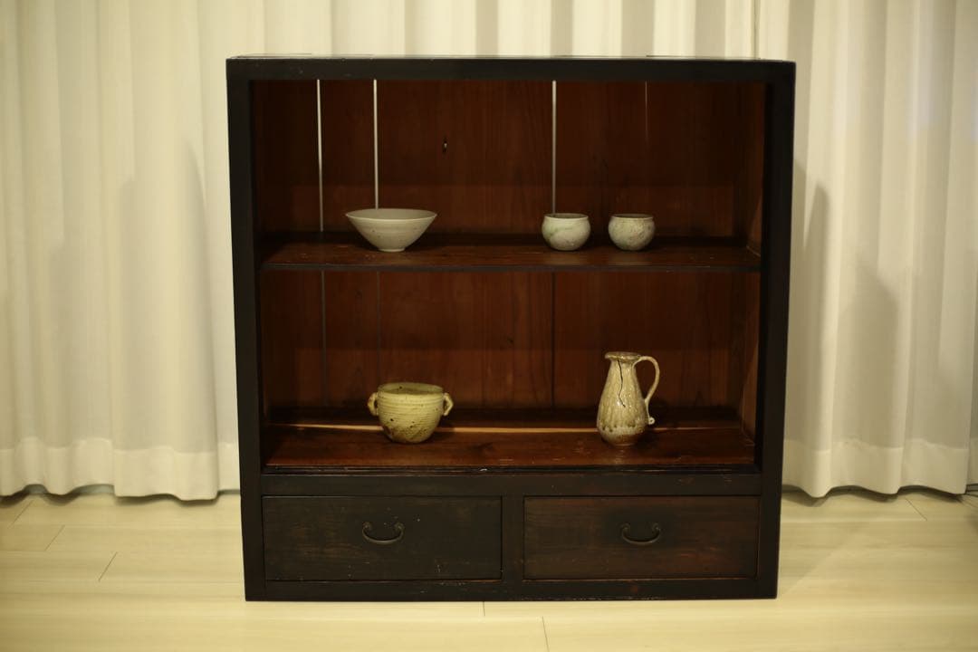 【アンティーク】ガラス戸収納棚