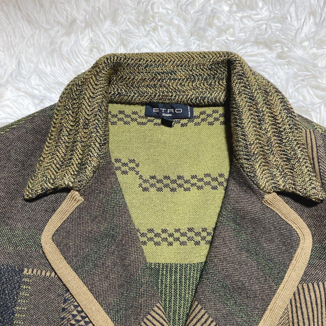 サチコ♥️ ⭐️ETRO エトロ　ニットジャケット　シングル　パッチワーク