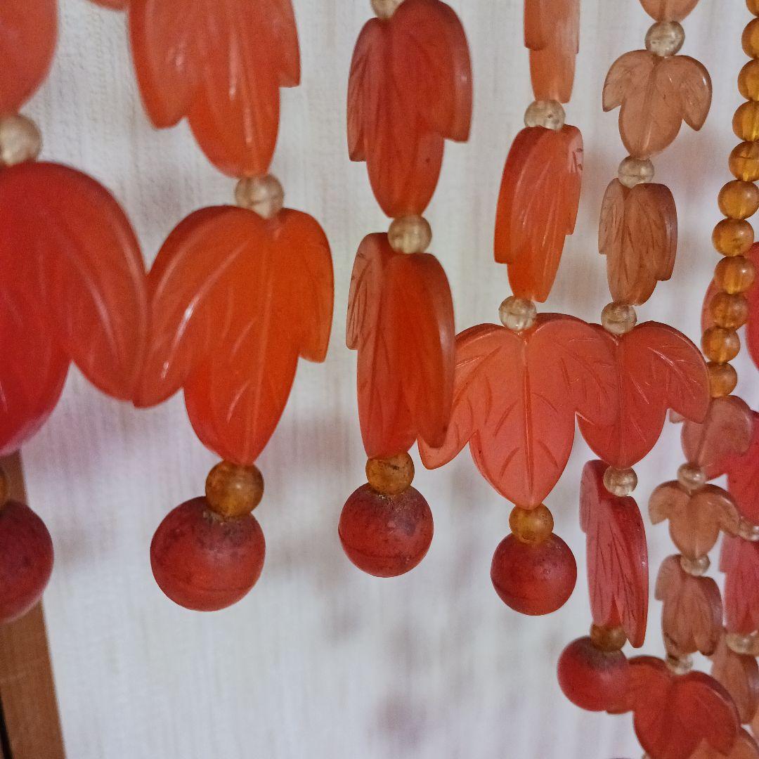 レトロポップ　葉っぱ型　玉のれん　珠のれん 昭和レトロ ビーズ 暖簾