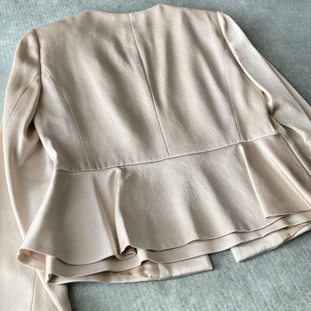 アナイ トリアセサテン ノーカラー ペプラム ジャケット サイズ38