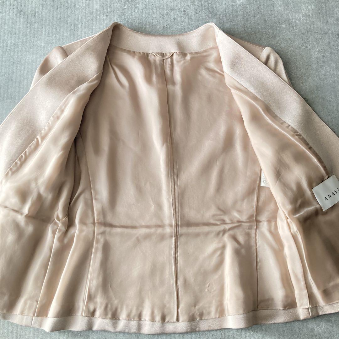 アナイ トリアセサテン ノーカラー ペプラム ジャケット サイズ38