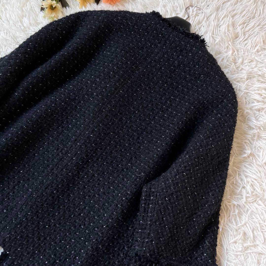 EINA イエナ ＆NAVY ノーカラー ツイード ジャケット