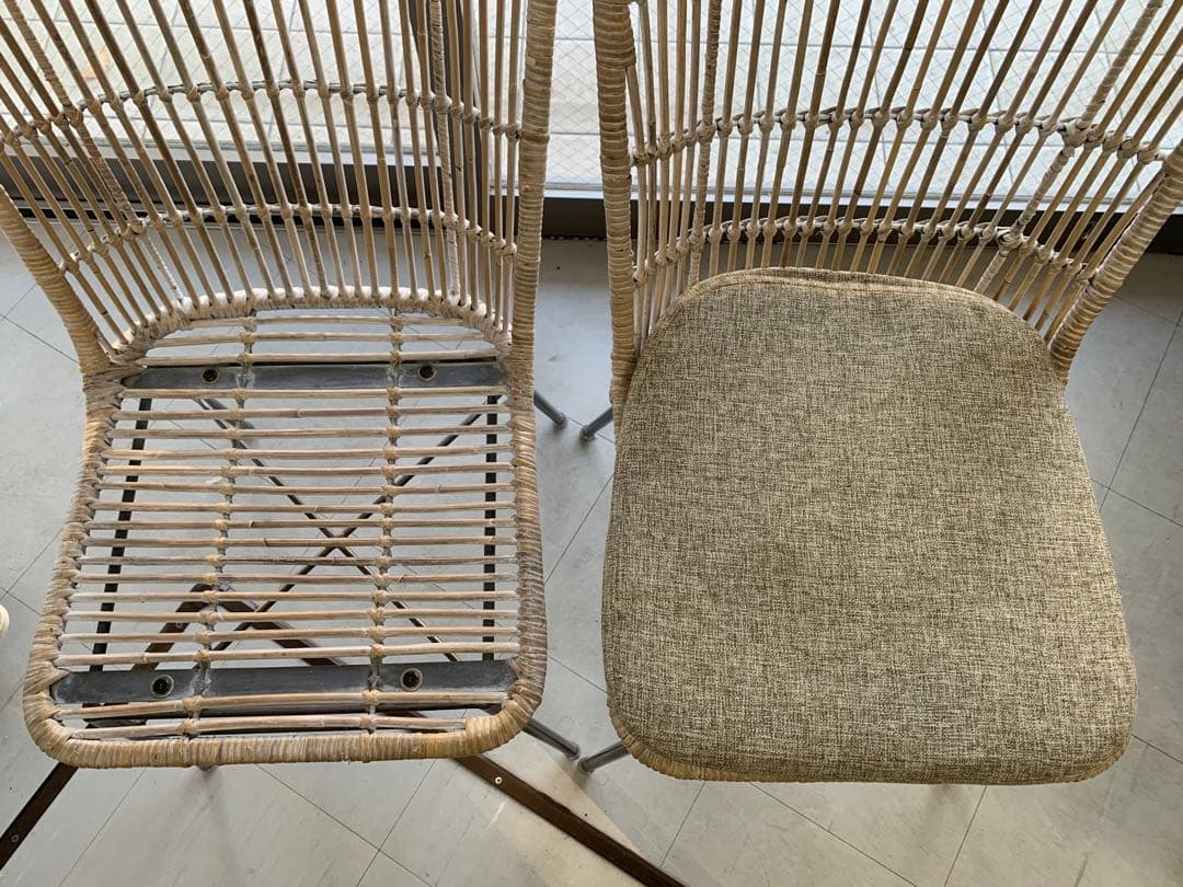 ラタンチェア 2人掛け+1人掛け アンティーク アイアン 輸入品 大阪配送限定