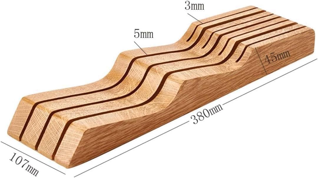 7本収納可能な包丁立て、木製と滑り止め付きのキッチン収納アイテム