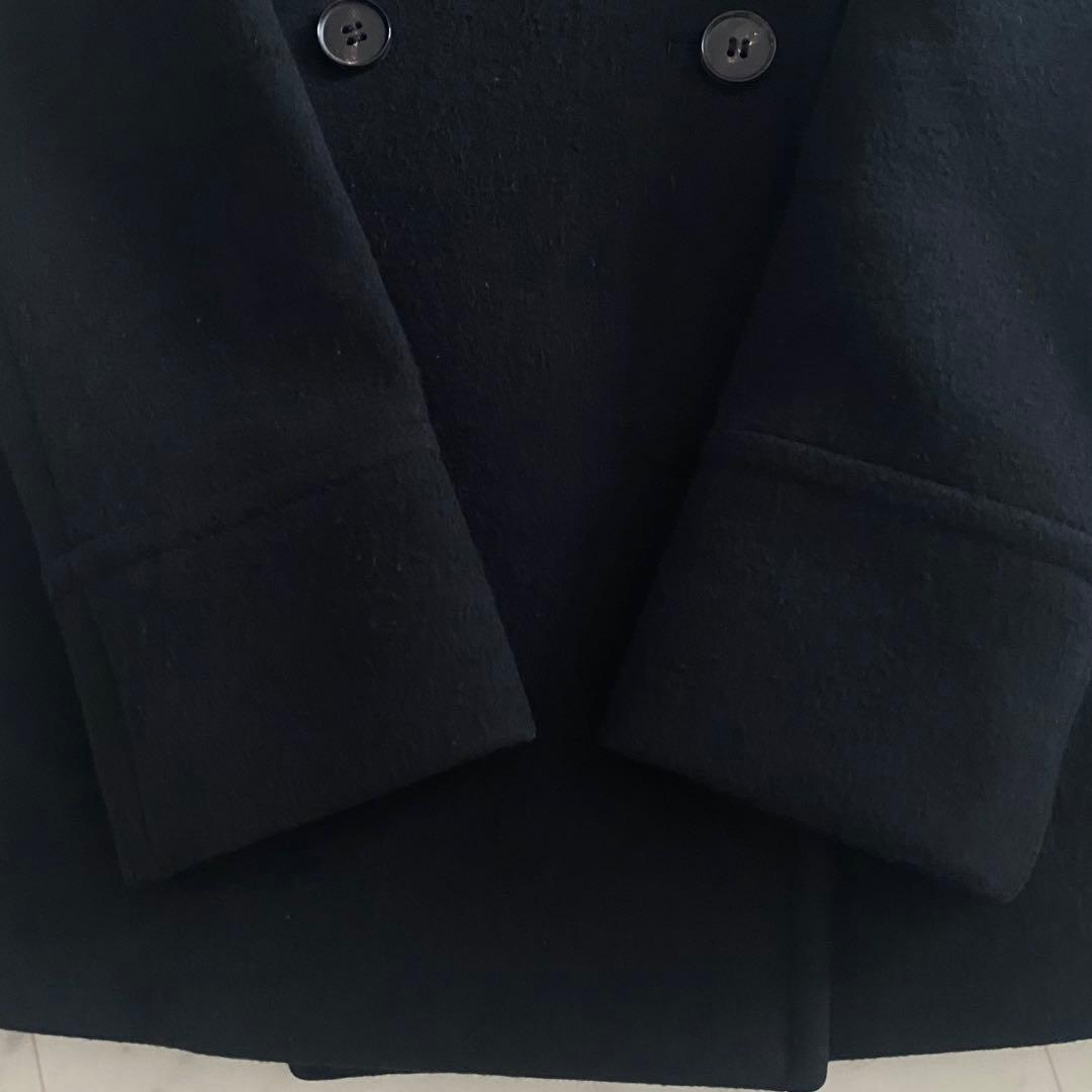 美品 ドゥロワー 2way ダブルブレストウールコート 日本製 ネイビー 38
