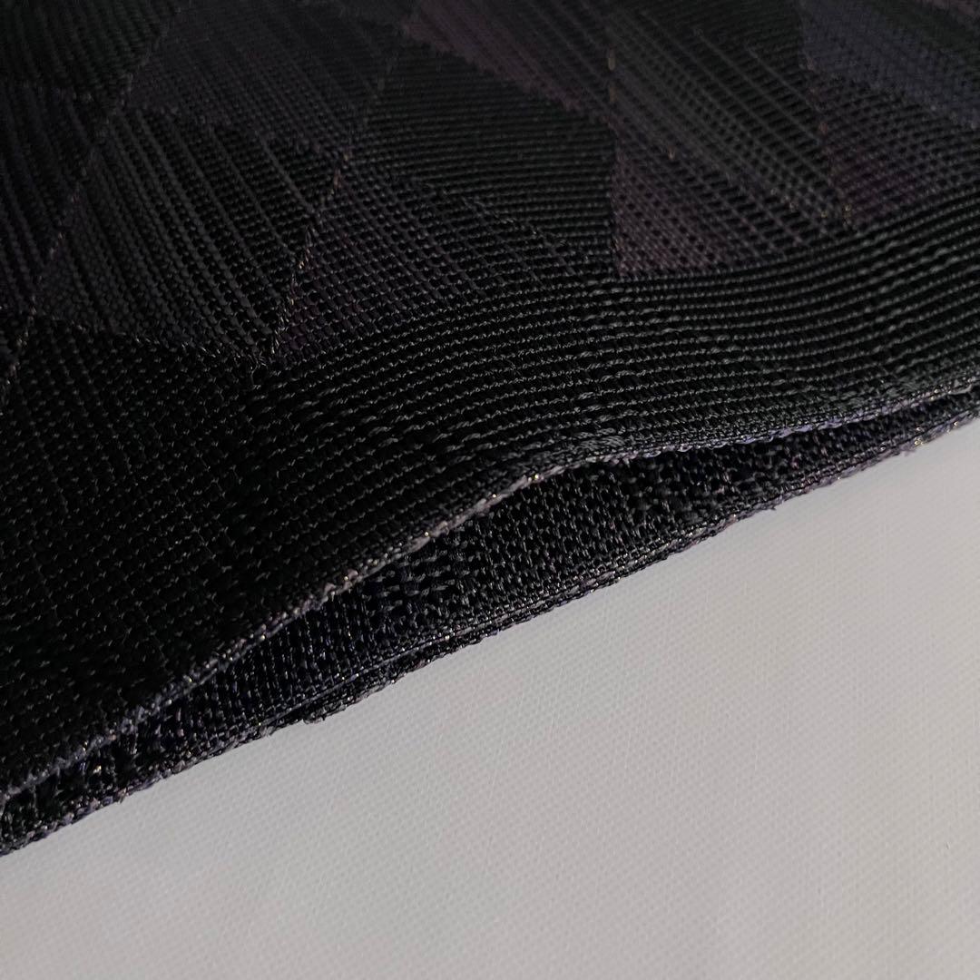 名門 筑前織物 菱黒金文様 紗織 八寸 名古屋帯 正絹 ガード加工済み⭐︎未使用品