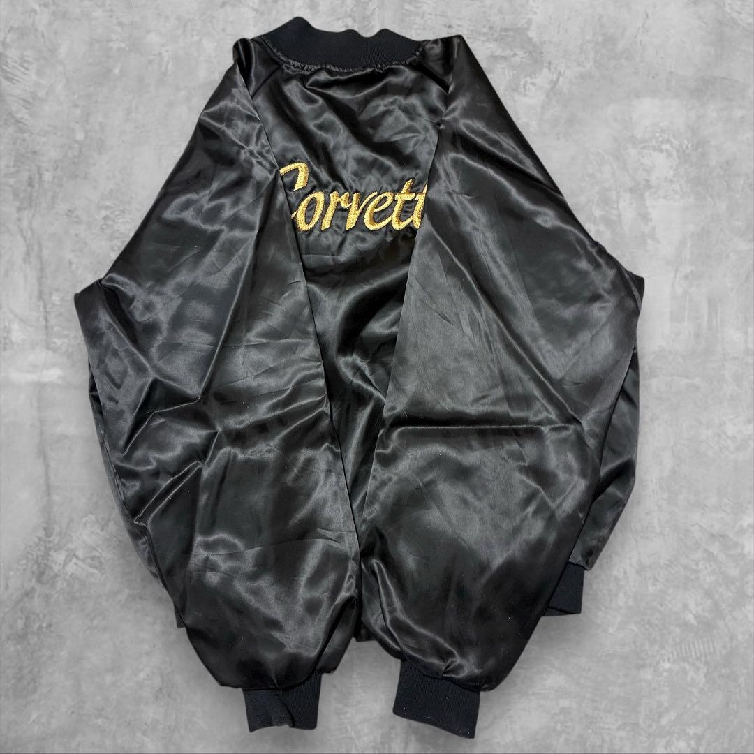 USA製HARTWELLシボレーCORVETT刺繍ナイロンスタジャンブラックXL