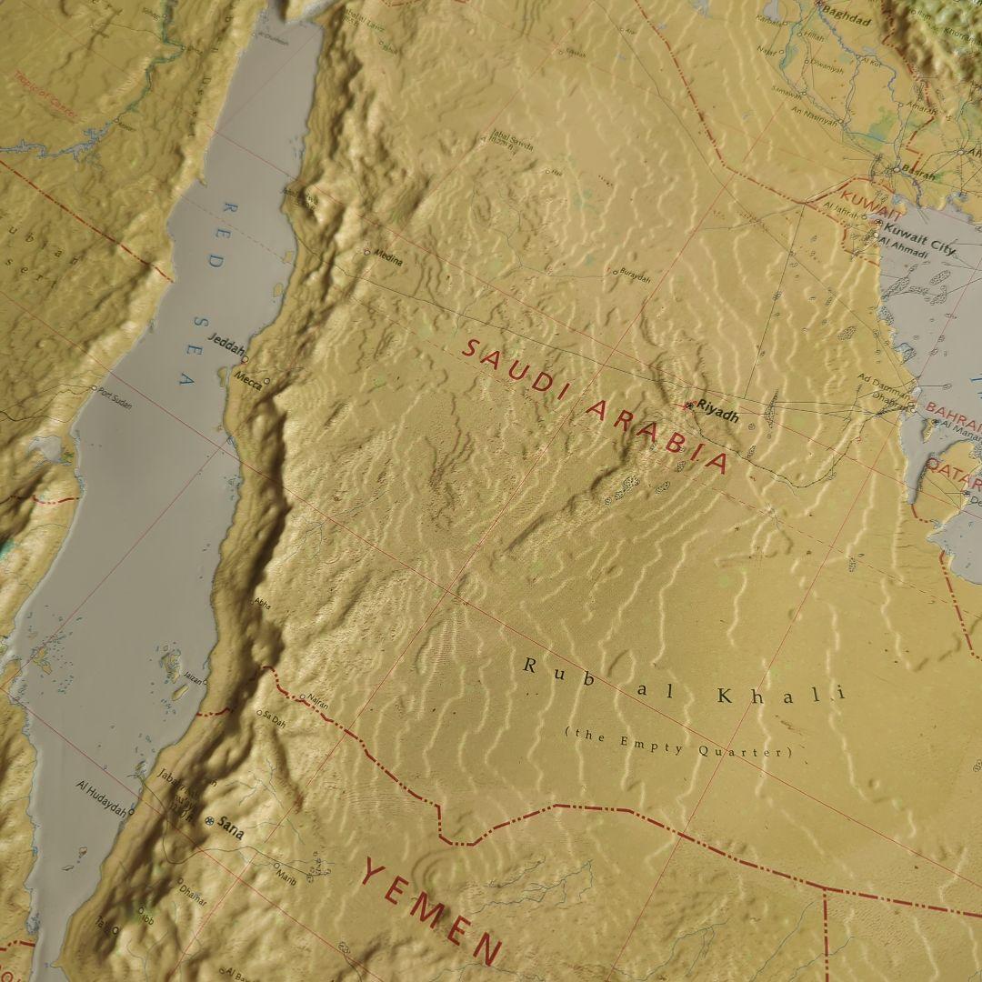 レア品)大型　立体地図　中近東·トルコ·イラン　1:6,250,000 額縁付き