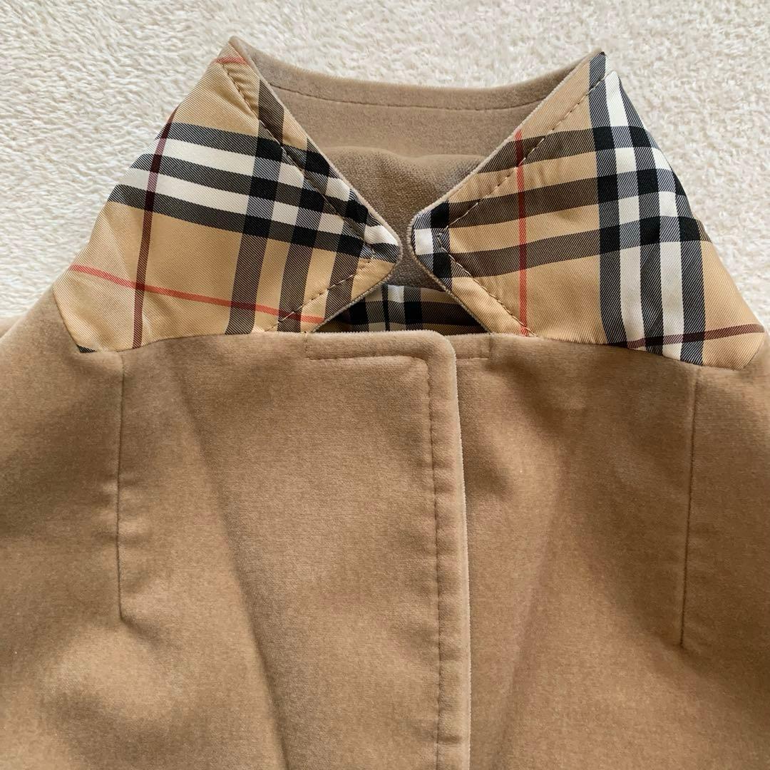 バーバリー　テーラードジャケット　ベロア　36 ベージュ　ノバチェック　シングル