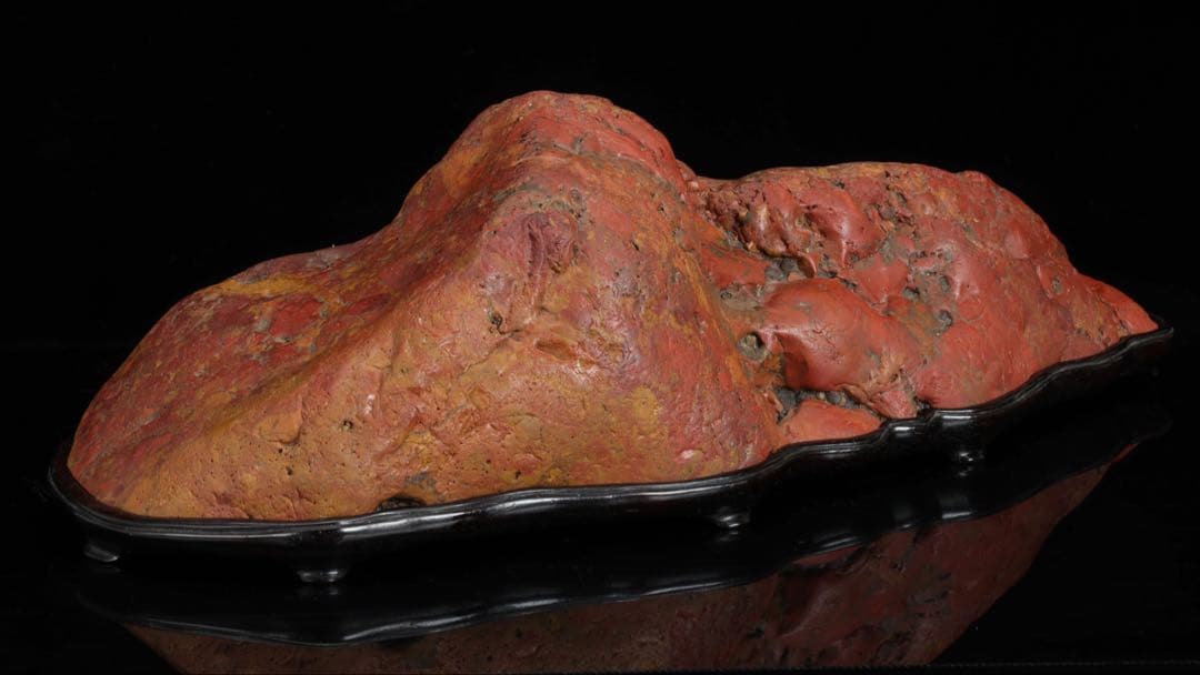 佐渡 赤玉石 在銘台座付 碧玉 赤石 鑑賞石 水石 飾石 天然石 11.9kg